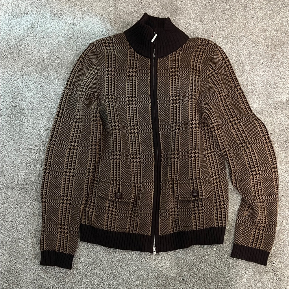 Women’s Lauren Ralph Lauren Brown Knit Zip Cardigan Sweater Small